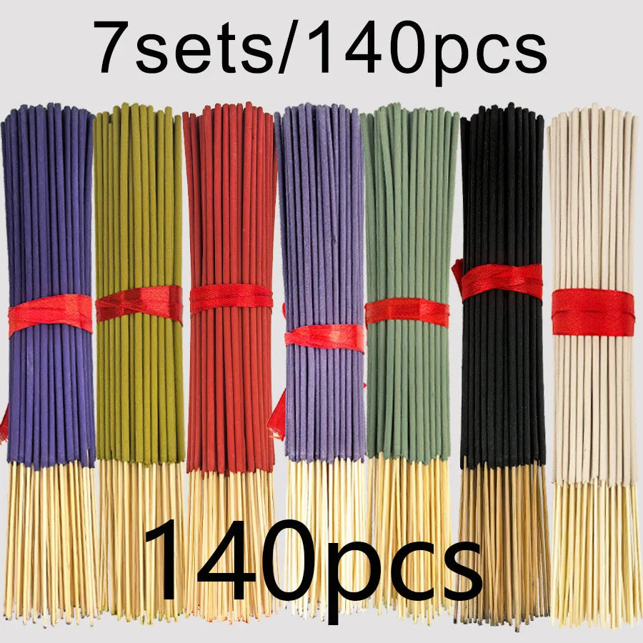 7 Sets of 140 Incense Sticks, Available in Four Seasonal Sets: Rose, Lavender, Sandalwood, Jasmine, Mint, Cherry Blossom, Herbal, and Dragon Blood Wood, with 20 Sticks Per Pack, Suitable for Home Use, Office, Yoga, Meditation - Zenflow Active
