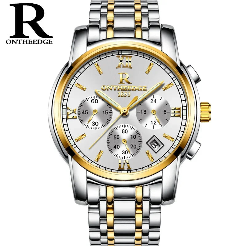 Men's Watch Business Quartz, All Steel Blue Face, Waterproof Chronograph Relogio Masculino - Zenflow Active