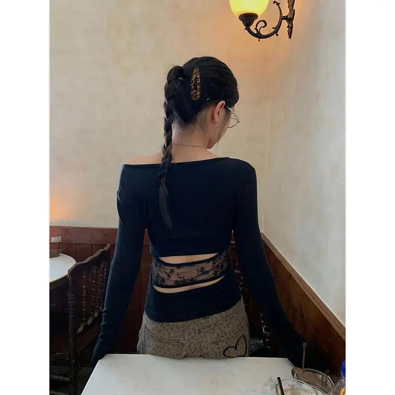 Women's Vintage Graphic Cut-Out Patchwork Crop Top Zenflow Active