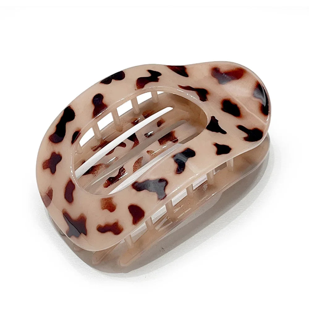 Oval Matte Hair Claw Clip | Leopard Print & Solid Acrylic Barrette — Single & Multi-Pack - Zenflow Active