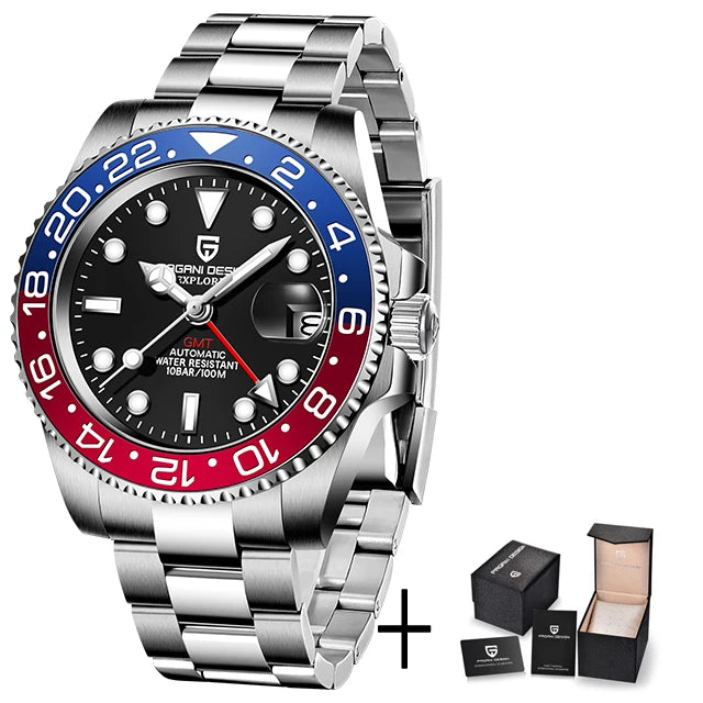 Pagani Design GMT Mechanical Watch | Sapphire Crystal | 100m Water Resistant - Zenflow Active
