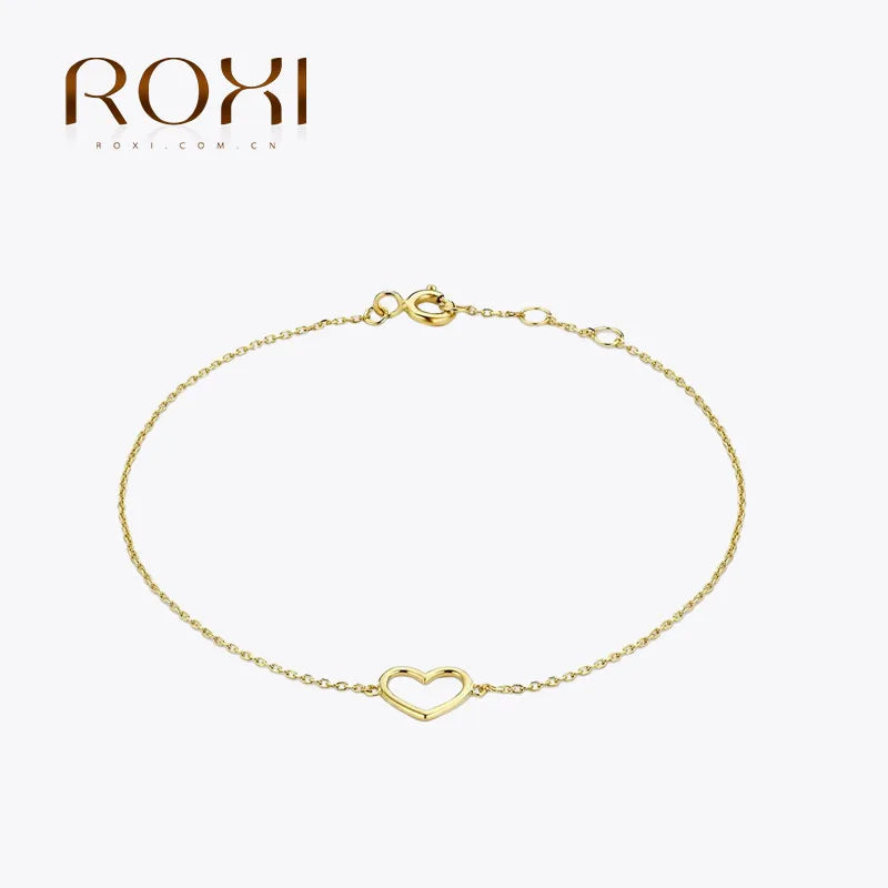 ROXI 925 Sterling Silver Women's Bracelet INS Minimalist Love Heart-shaped Smooth Bracelets - Zenflow Active