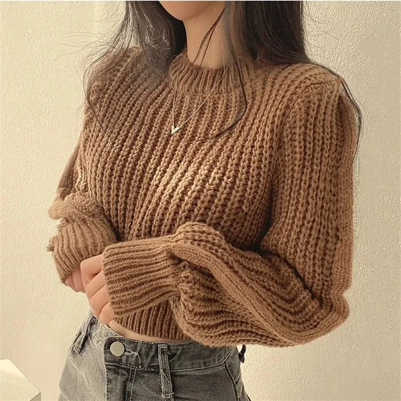 Women's Loose-Fit Crew Neck Knit Sweater Zenflow Active