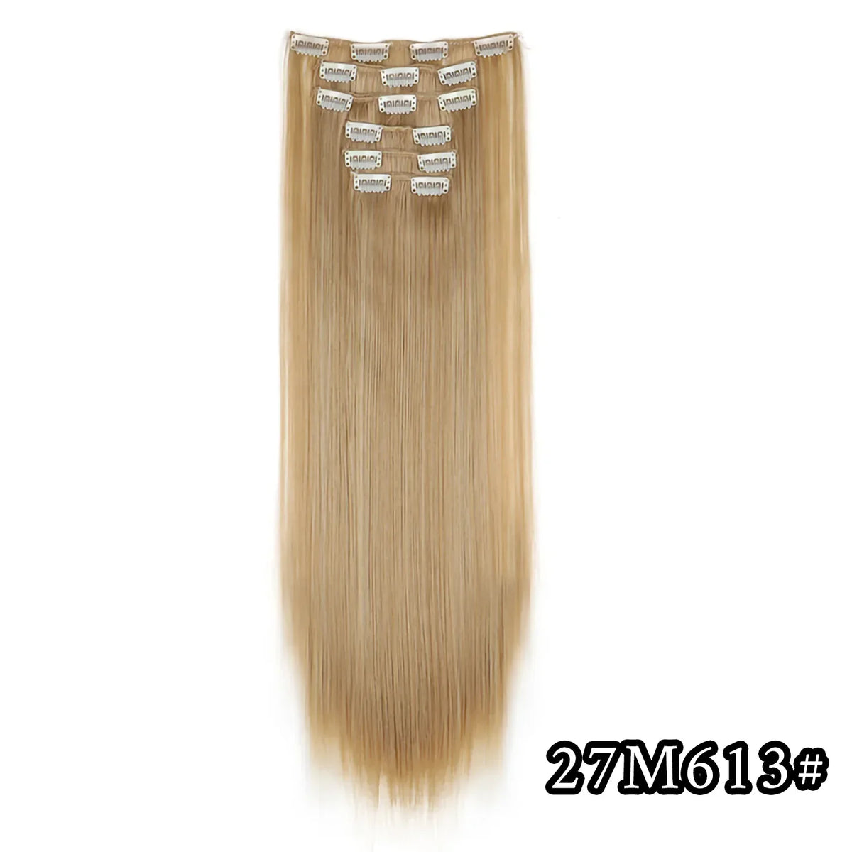 Black Hair Extensions 24"/60cm 6pcs/set Women Long Straight Synthetic Full Head Clip 16 Clips Ombre Heat Resistant Fiber Hair - Zenflow Active