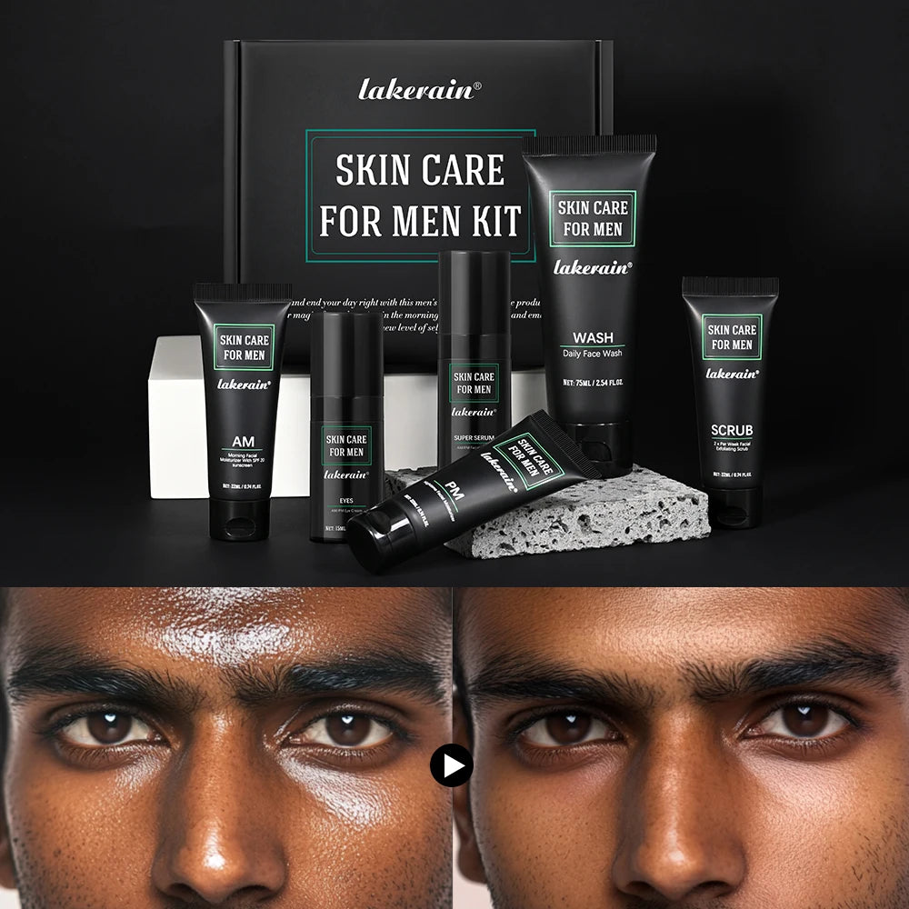 lakerain Men’s 6-Piece Skincare Set with SPF 20 Moisturiser - Zenflow Active
