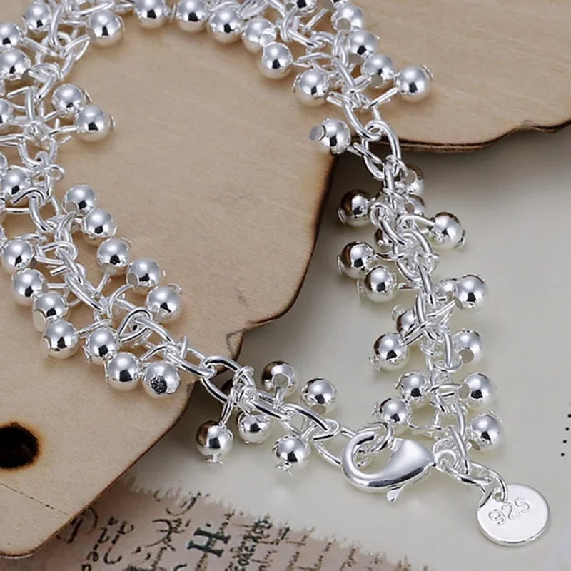 Charms Fine 925 Sterling silver bracelets bead chain fashion cute nice women grapes Bracelet wedding Jewelry party - Zenflow Active