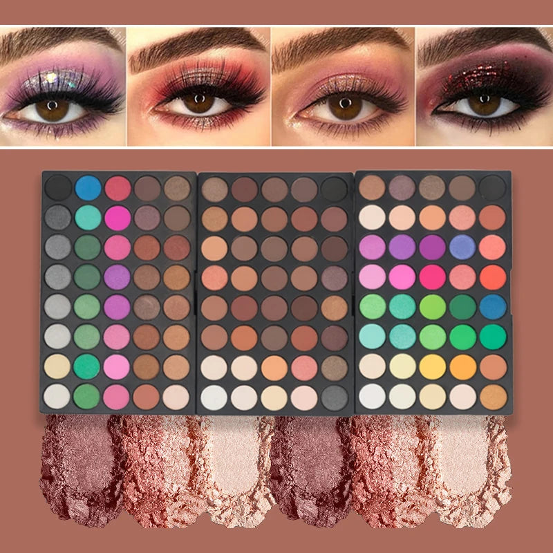 120 Color Eye Makeup,3-in-1 Eyeshadow Palette