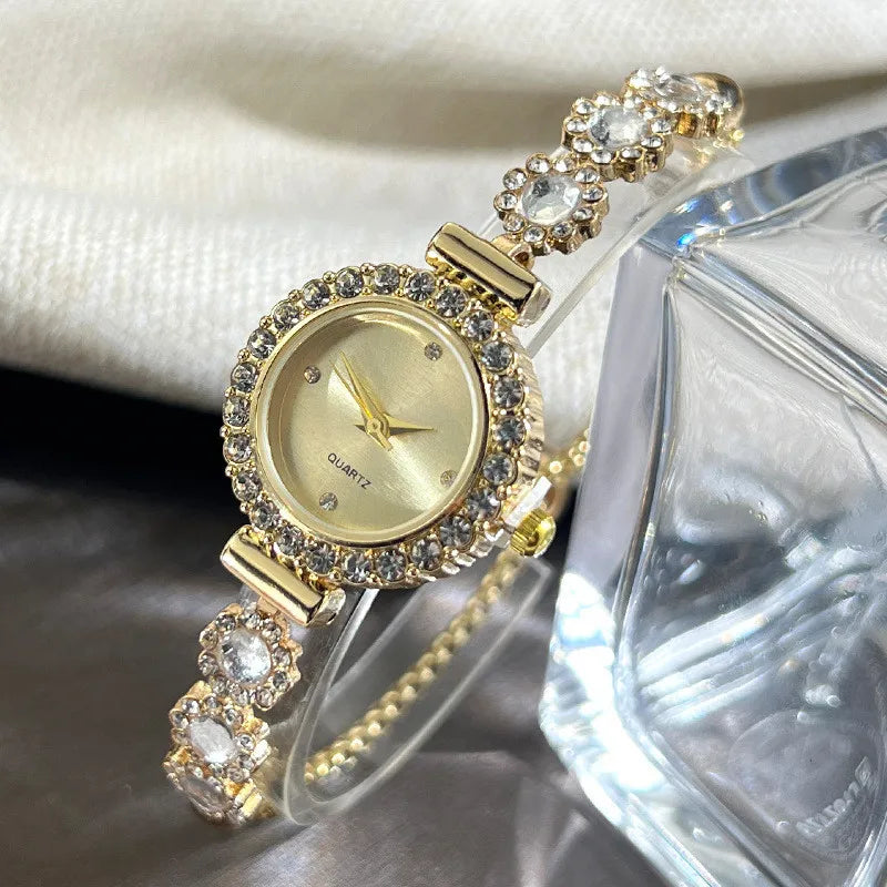 Fashion Rhinestone Women Watches Diamond Flowers Bracelet Ladies Quartz Wristwatch - Zenflow Active