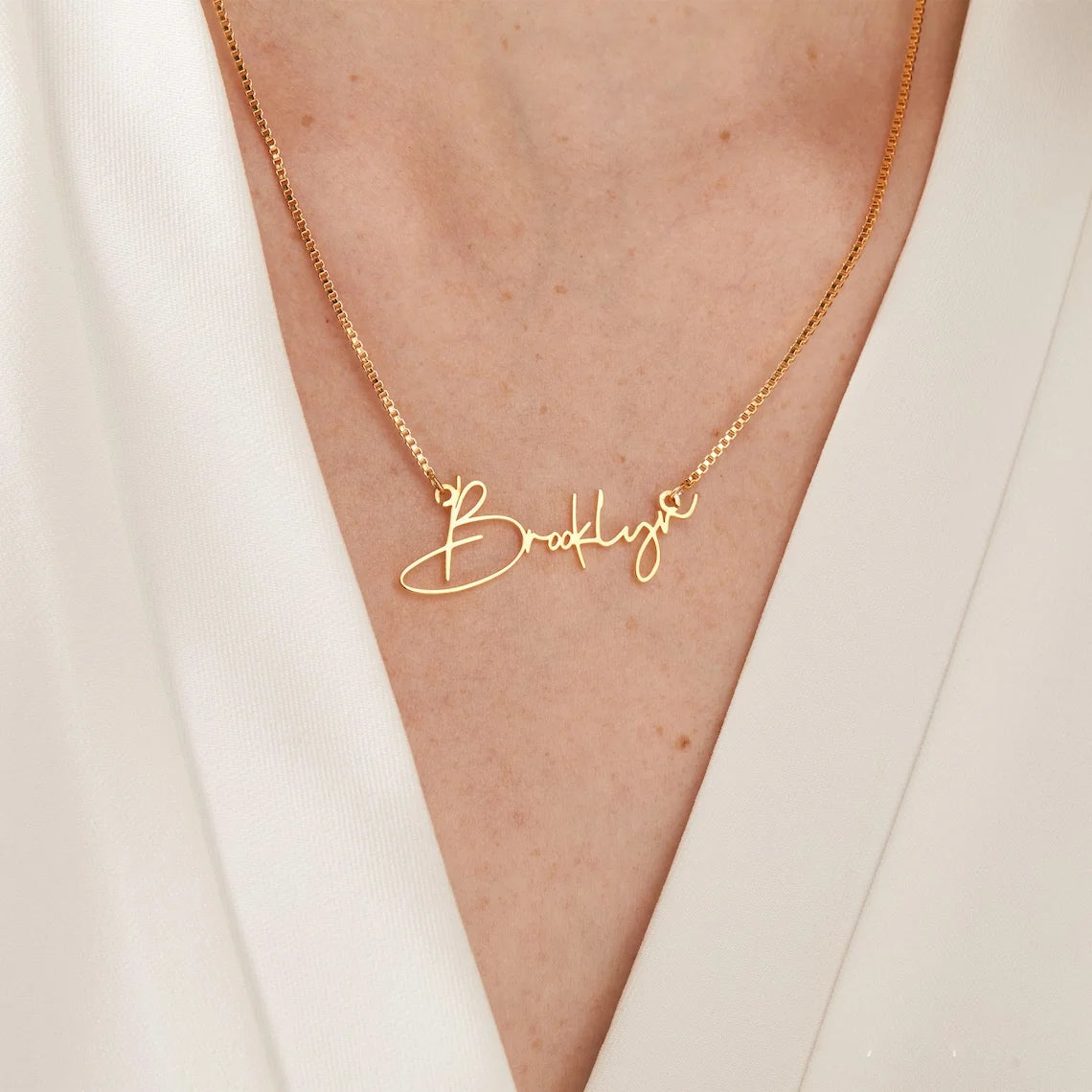 Personalised Gold Name Necklace with Box Chain Custom Name Necklace Handmade Jewellery Personalised Birthday Gift for Her Mom - Zenflow Active