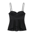 Women's Black Backless Corset Crop Top Zenflow Active