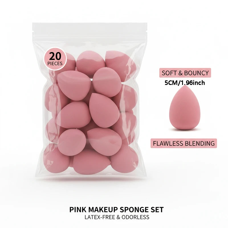 20 Mini Pink Makeup Sponges, Foundation Mixing Sponges, Suitable for Liquid, Cream, and Powder Formula Makeup Tools – Bath/Dry U