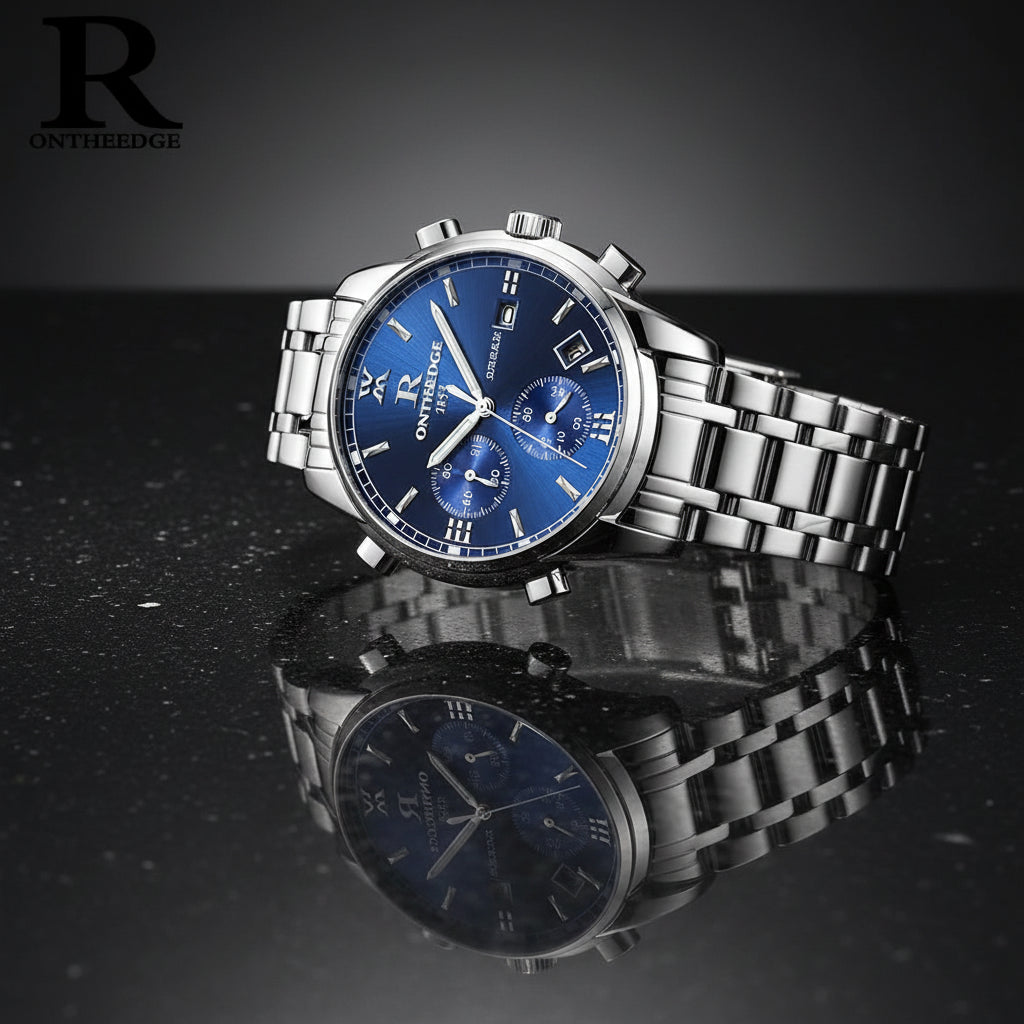 Men's Watch Business Quartz, All Steel Blue Face, Waterproof Chronograph Relogio Masculino - Zenflow Active