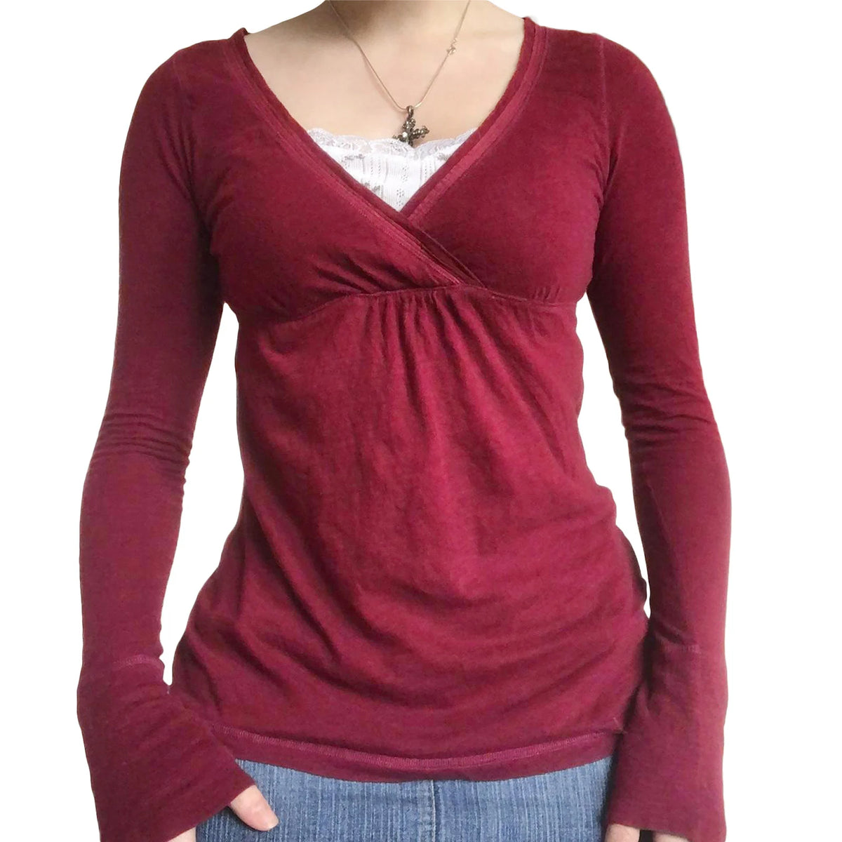Women’s Slim-Fit V-Neck Long-Sleeve Top Zenflow Active
