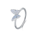 MODIAN 925 Sterling Silver Simple Charming Butterfly Blue Opal Finger Rings For Women Vacation Party Fine Jewelry Gifts - Zenflow Active