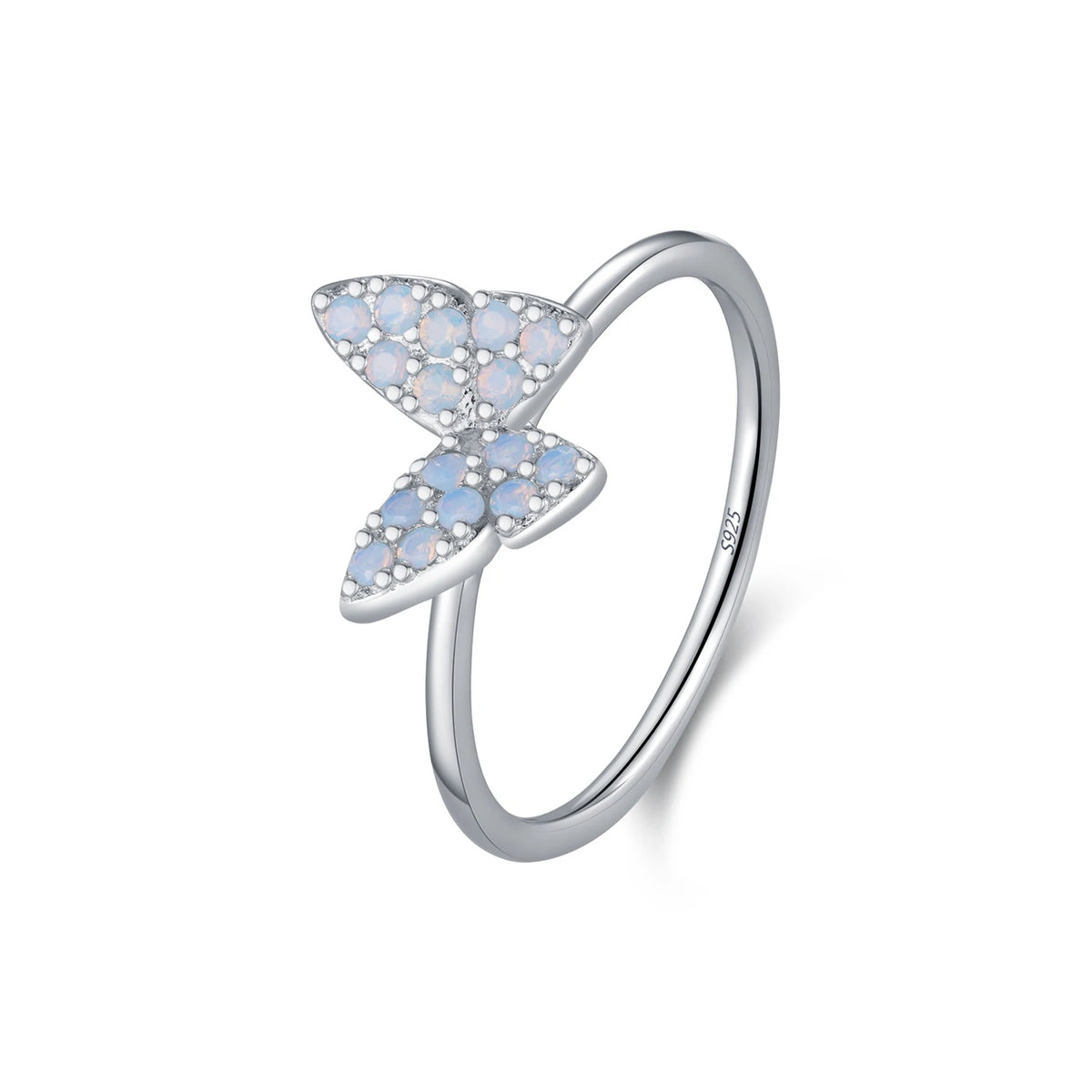 MODIAN 925 Sterling Silver Simple Charming Butterfly Blue Opal Finger Rings For Women Vacation Party Fine Jewelry Gifts - Zenflow Active