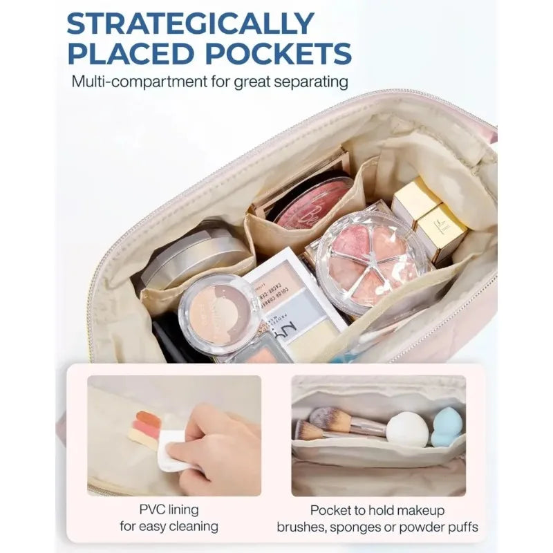 Puffy Padded Makeup Travel Pouch — Wide Open Toiletry Bag - Zenflow Active