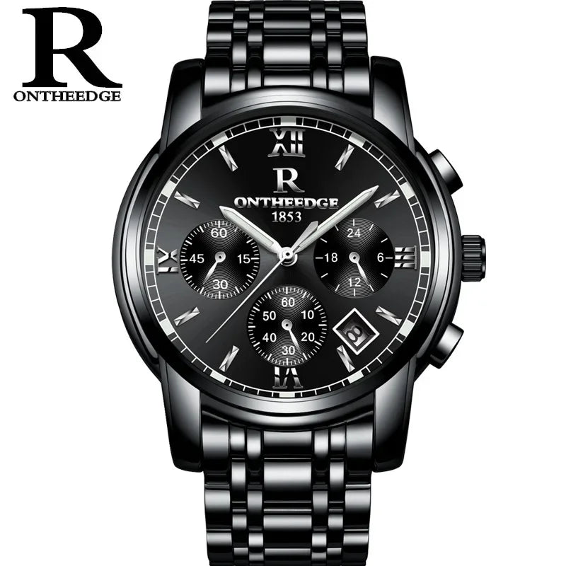 Men's Watch Business Quartz, All Steel Blue Face, Waterproof Chronograph Relogio Masculino - Zenflow Active