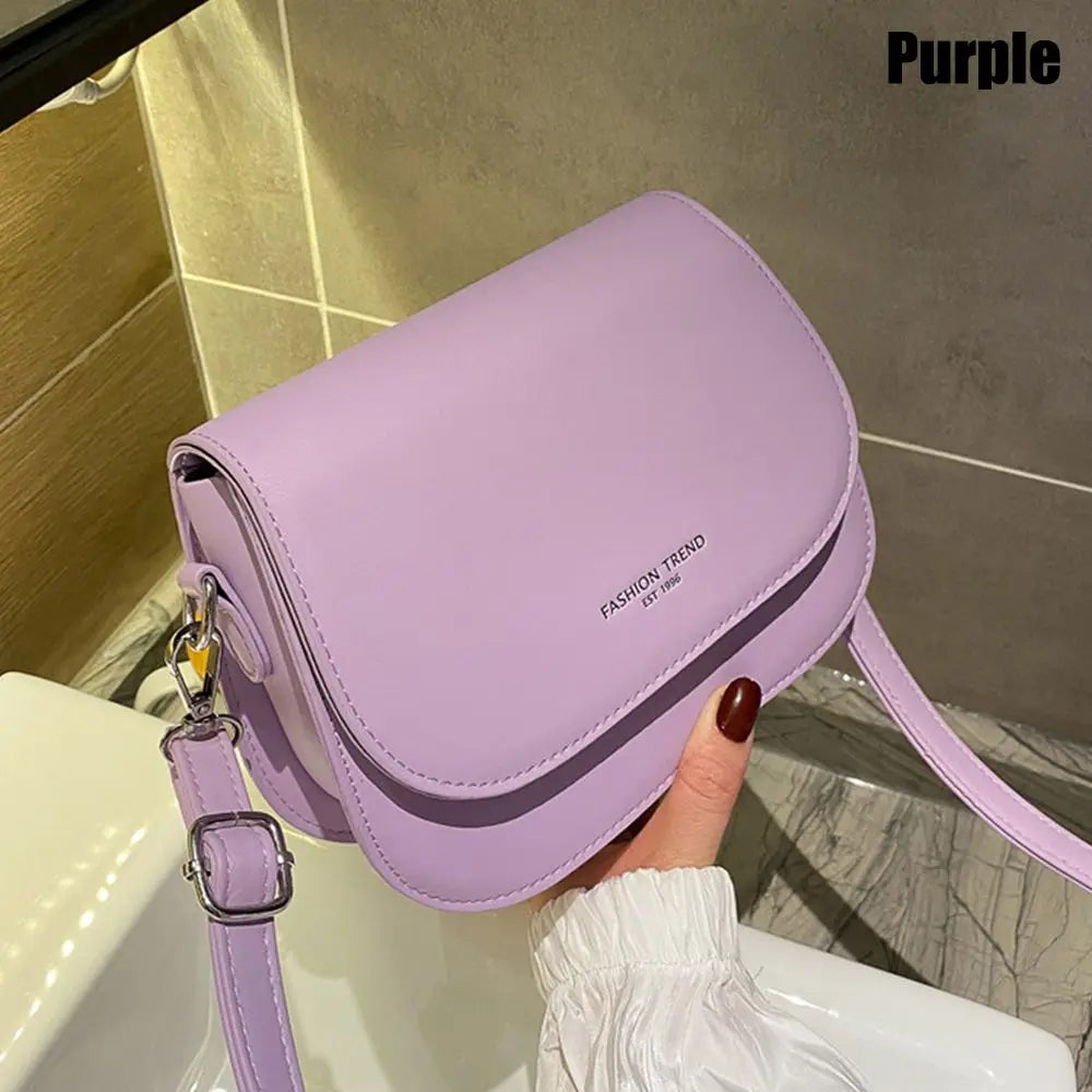 Simple Solid Colour Saddle Shoulder Bag Crossbody Bag - Zenflow Active