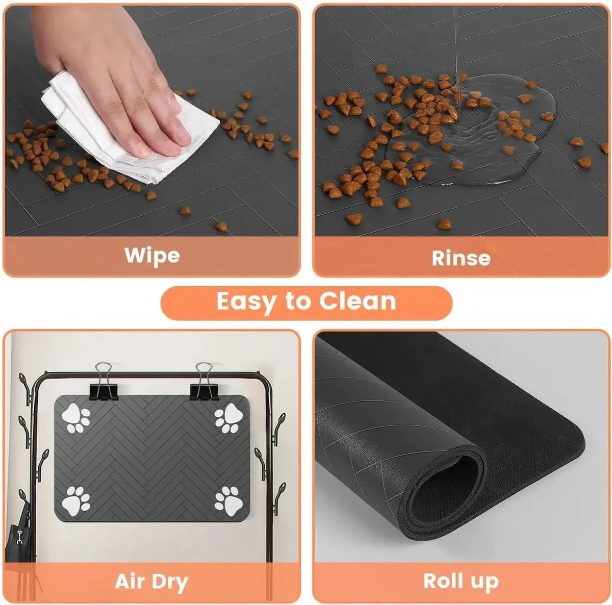 Absorbent Pet Feeding Mat with Non-Slip Rubber Backing - Zenflow Active