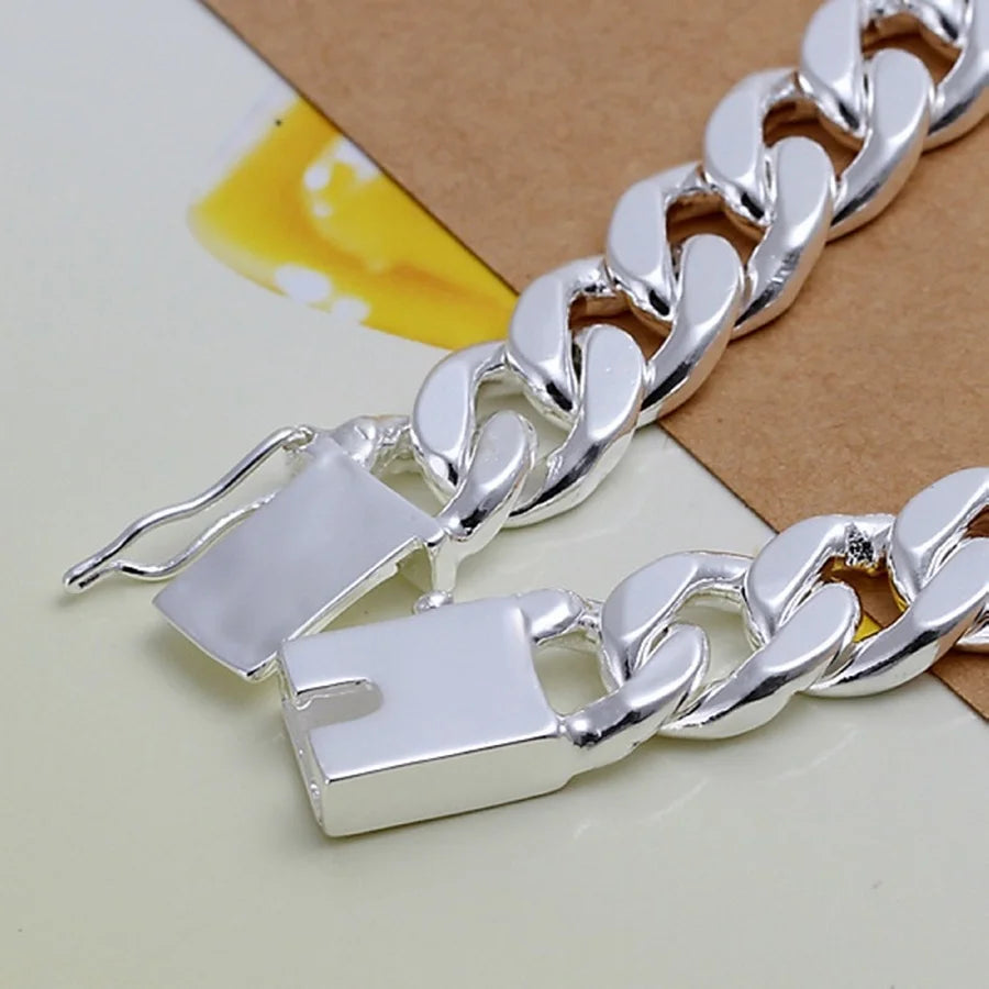 Charm 925 sterling silver design 10MM Men's chain Geometric Bracelet - Zenflow Active