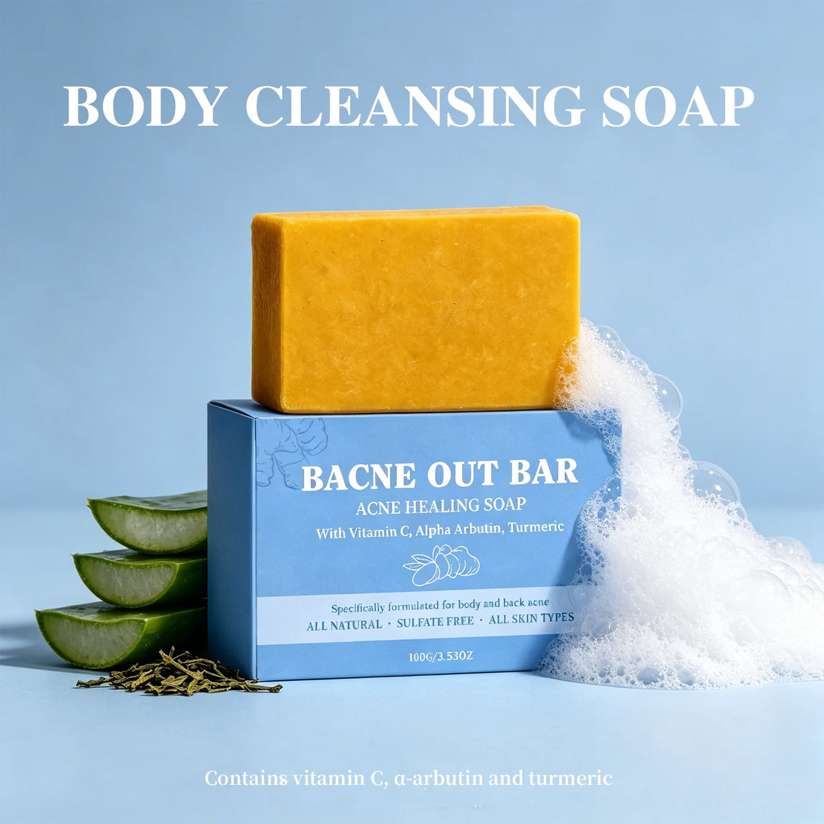 Turmeric & Vitamin C Exfoliating Soap Bar | Bacne, Acne & Deep Cleanse – 100g - Zenflow Active