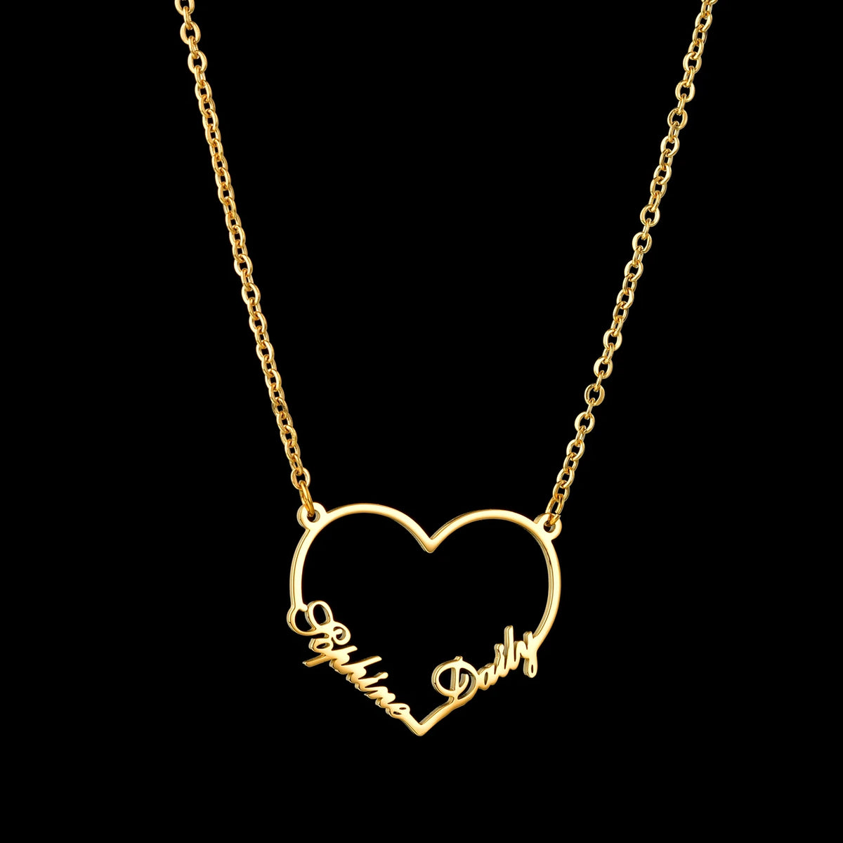 Haiyufly Custom Name Heart Necklace for Women Stainless Steel Jewellery Choker Chains Personalized Couple Valentine's Day Gift - Zenflow Active