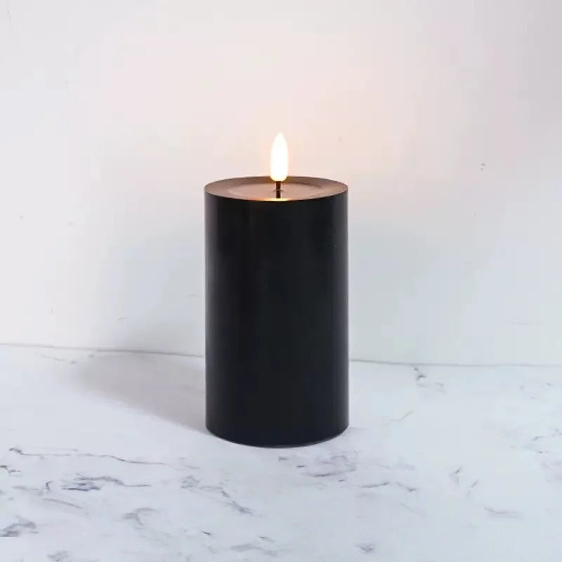 Black Flameless Pillar Candles Remote Controlled Flickering LED Paraffin Wax Candle Battery Operated Window Table Lighting Decor - Zenflow Active