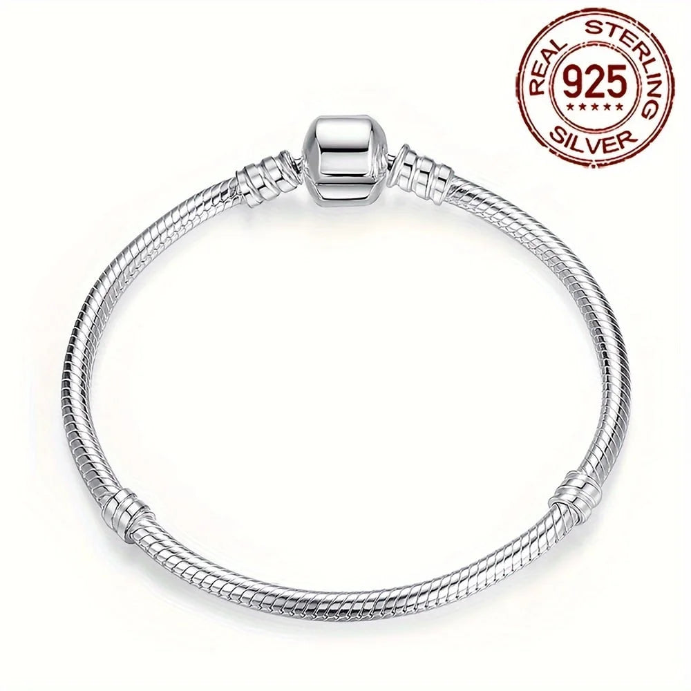 Handmade Original Fine Jewelry 925 Silver Charm Bracelet Soft Smooth Snake Bone Bracelets for Women - Zenflow Active