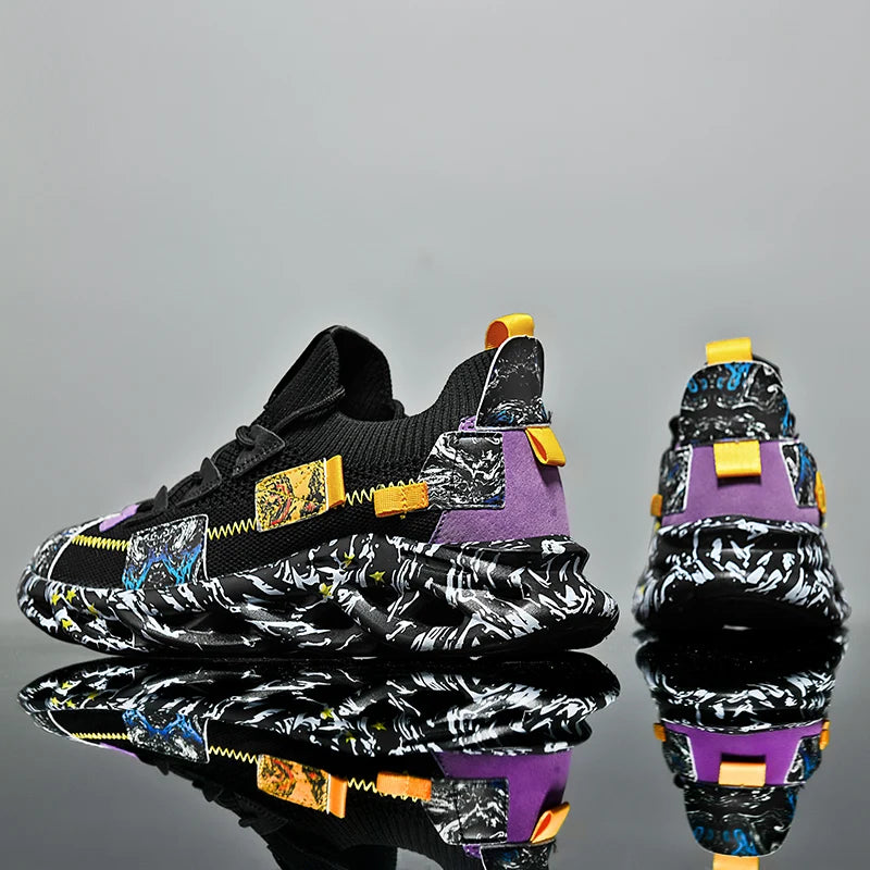 Men's Flyknit Casual Sneakers | Breathable Lightweight Lace-Up Trainers for Everyday Wear - Zenflow Active