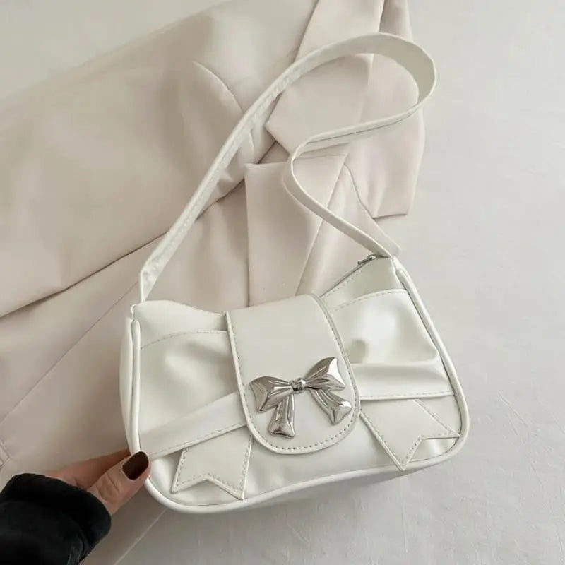 Bow Shoulder Bag Handbag Casual Underarm Bag PU Leather - Zenflow Active