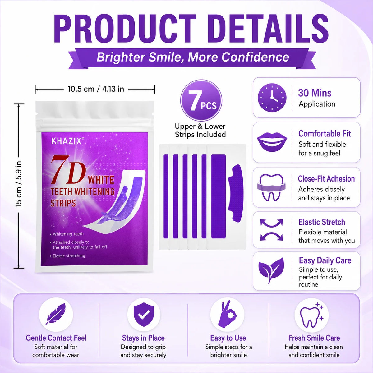7PCS Teeth Whitening Strips for Whiter-Looking Smile - Zenflow Active