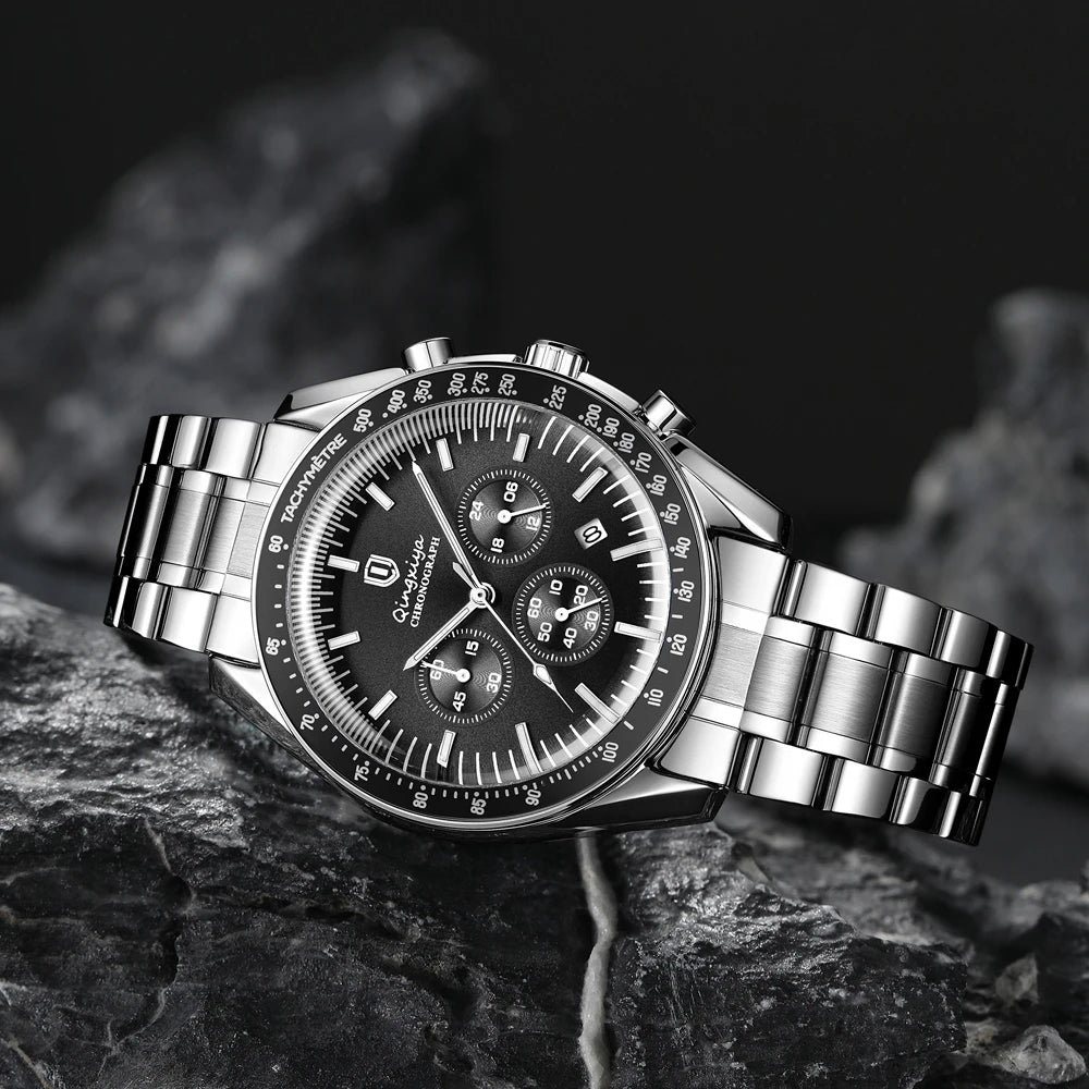 Men's Watch Calendar Business Quartz Watch Luxury Sport Waterproof Luminous Stainless Steel - Zenflow Active