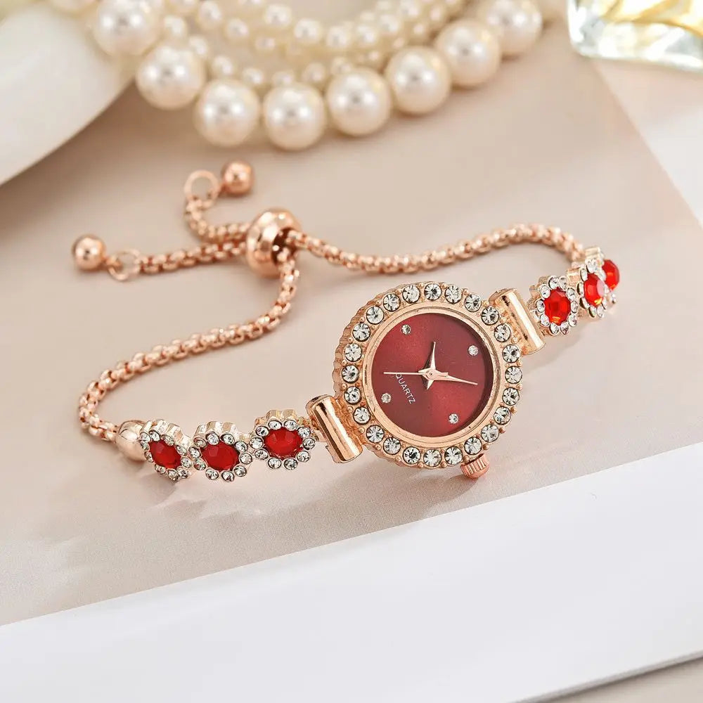 Fashion Rhinestone Women Watches Diamond Flowers Bracelet Ladies Quartz Wristwatch - Zenflow Active