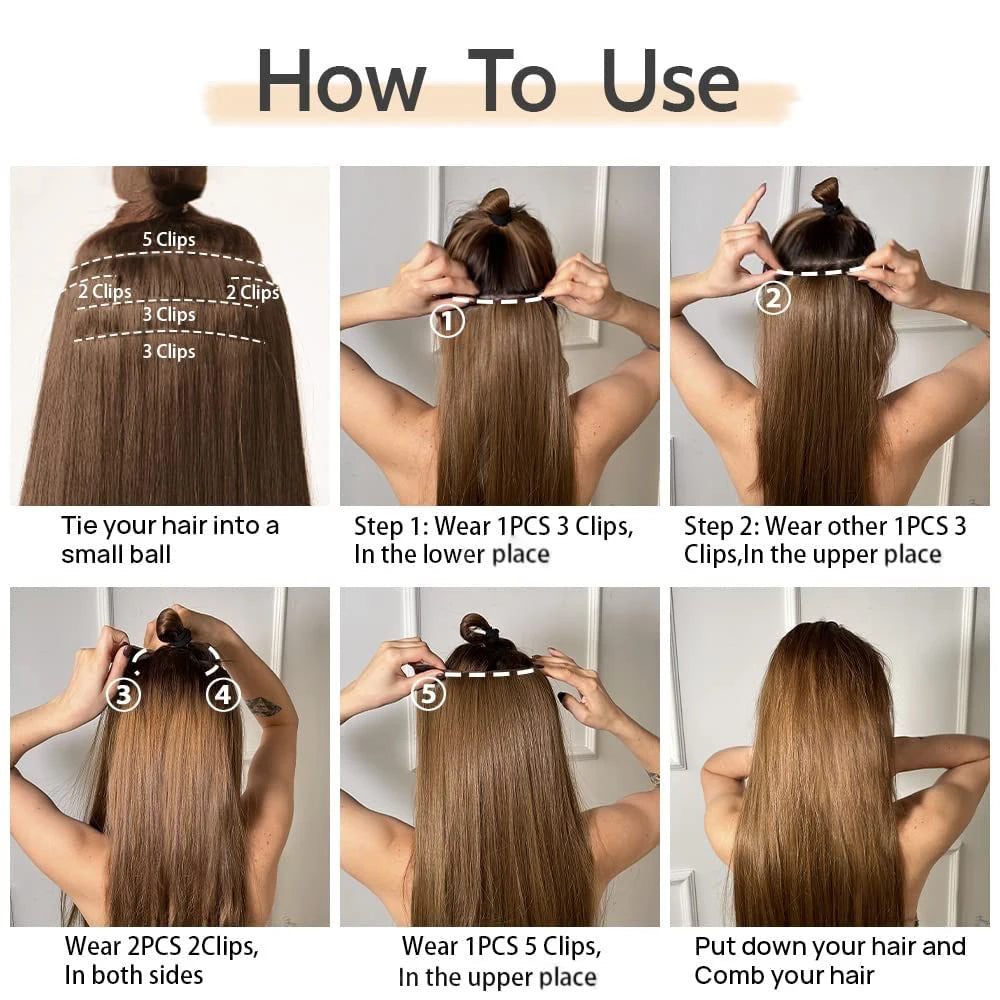 Set of 4 Clip-In Hair Extensions in a Brown-Blonde Shade, 60.96 cm Long, Featuring Wavy And Curly Synthetic Hair - Zenflow Active
