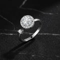 New 925 Silver Rotatable Round AAA Zircon Adjustable Rings Women Fine Jewelry Gift Fashion Rhinestone Circle Open Finger Ring - Zenflow Active