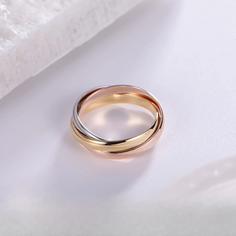 Sterling Silver Rose Gold Three-Color Internet Ring Fashionable Multi- Toned Band - Zenflow Active