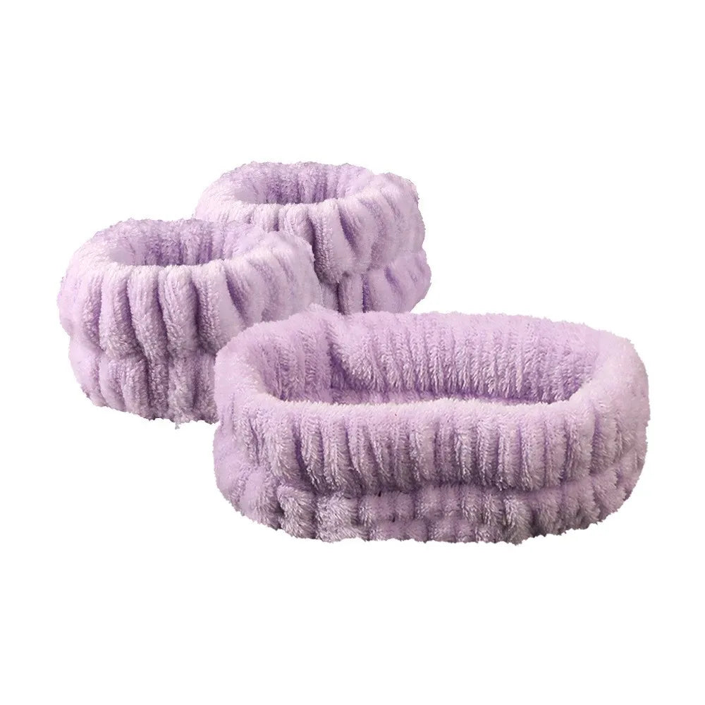 Bow Headband & Wristband Set | Soft Coral Fleece Hair Band for Washing, Yoga & Skincare - Zenflow Active