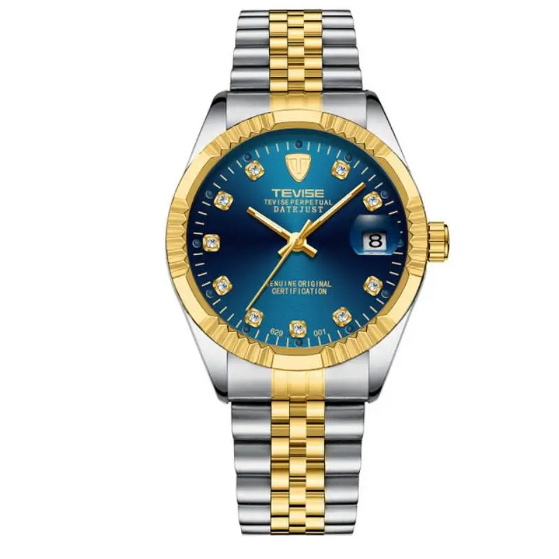 TEVISE T629 Automatic Mechanical Men's Watch — Diamond Detail, Date Display, Waterproof - Zenflow Active