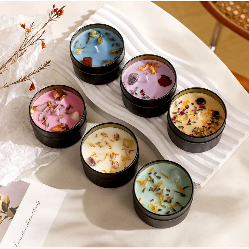 Crystal scented candles, high-end iron cans, soy wax, Zenflow Active