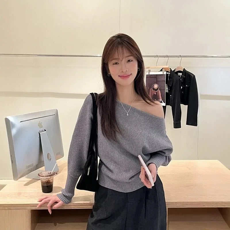Women’s Slash-Neck Knit Sweater