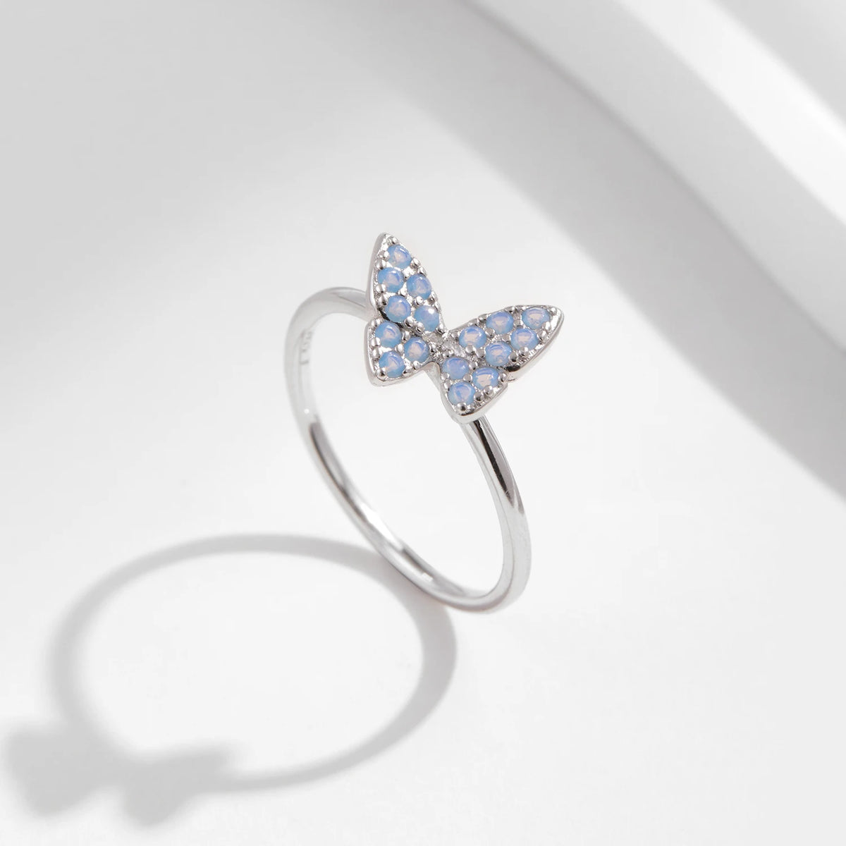 MODIAN 925 Sterling Silver Simple Charming Butterfly Blue Opal Finger Rings For Women Vacation Party Fine Jewelry Gifts - Zenflow Active