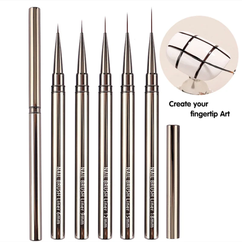 Nail Art Liner Brush Set – 5 Sizes for Striping, Lines & Detail Painting | 6–25mm - Zenflow Active