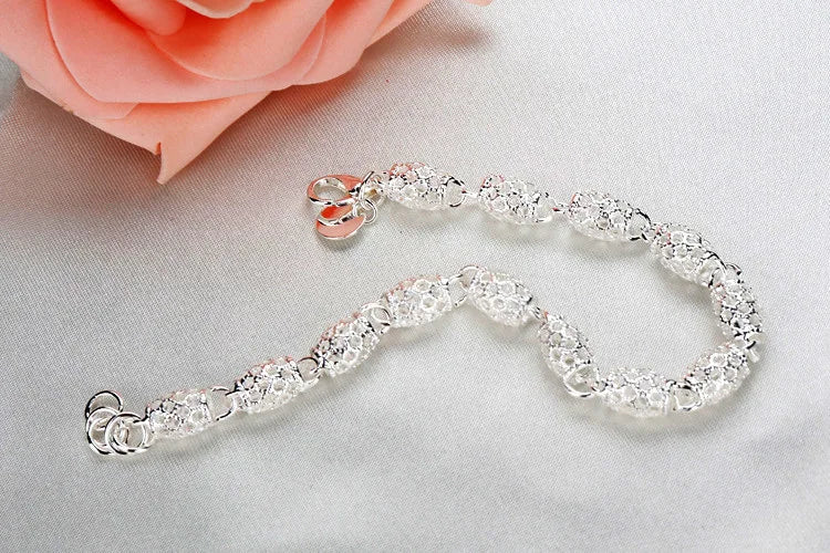 925 Sterling Silver Bracelet Zirconia Geometric Chain Linked For Women Charm Bangle Fashion Lucky Jewelry Gift Christmas - Zenflow Active