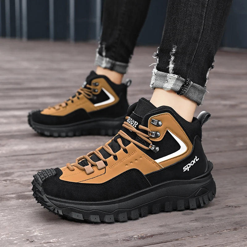 Men's Colour-Blocked Low-Top Outdoor Sports Shoes | Non-Slip Lace-Up Trainers for Hiking & Everyday Wear - Zenflow Active