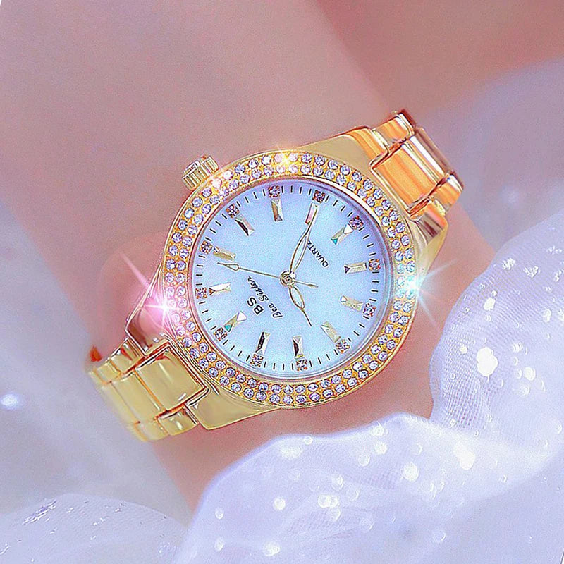 Women's Crystal Diamond Dress Watch — Quartz, Stainless Steel, Waterproof, 12 Styles - Zenflow Active
