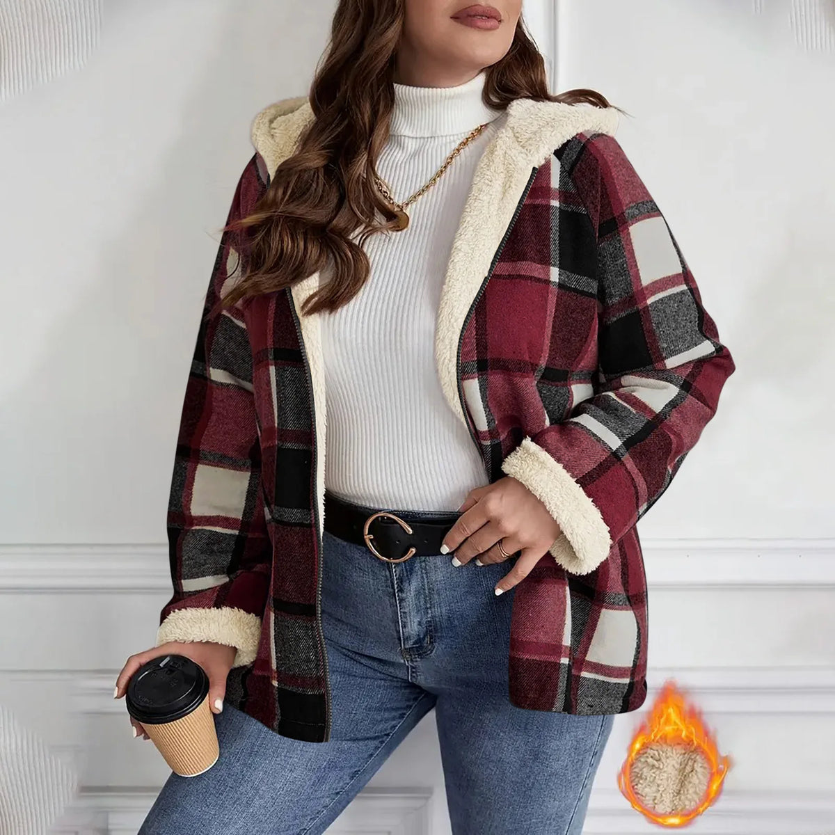 Women's Hooded Plaid Zip Jacket Zenflow Active