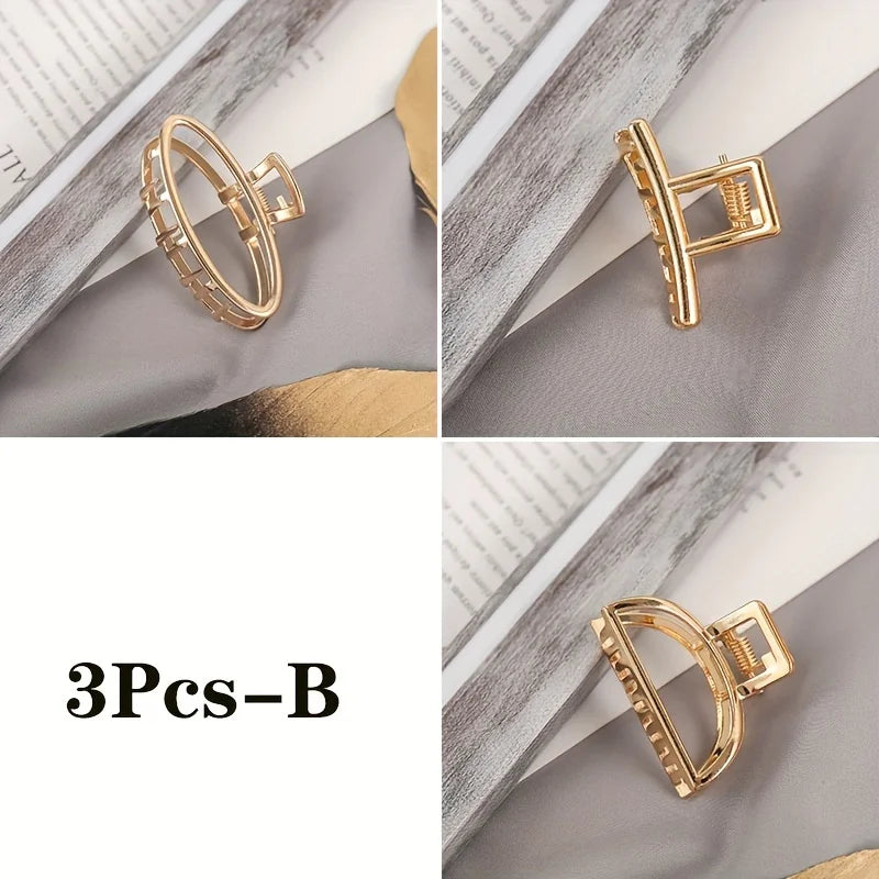 Mini Hollow Heart Metal Hair Claw Clips — Gold Geometric Barrettes for Women & Girls - Zenflow Active