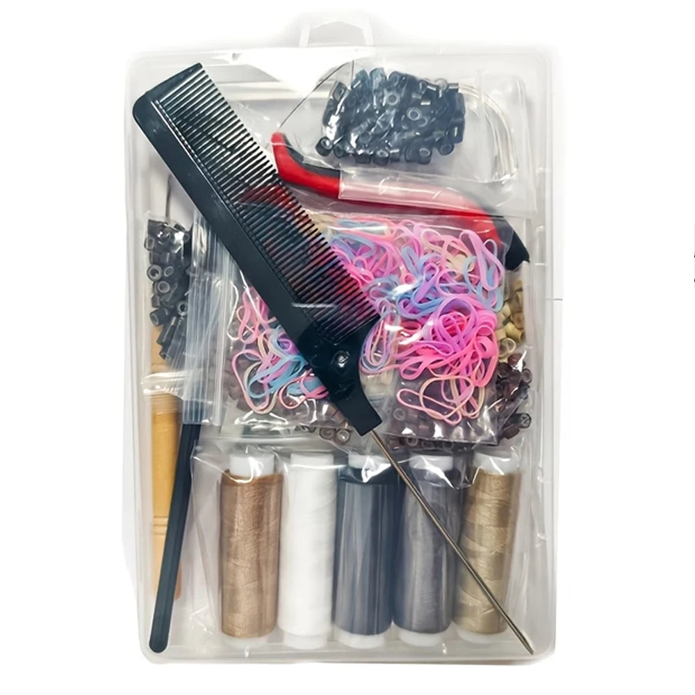 Professional Hair Extension Kit with Beads,Pliers, Pulling Hook, Threads, Needle - Metal Tools for All Hair Types - Zenflow Active