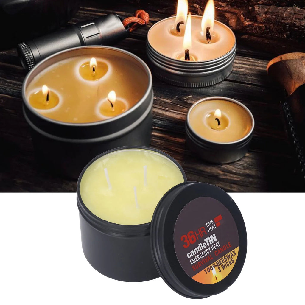 Survival Candle Widely Used Romantic Ambience Natural 36 Hours Burning Long Lasting Candles 3 Wicks For Home Outdoor Camping - Zenflow Active