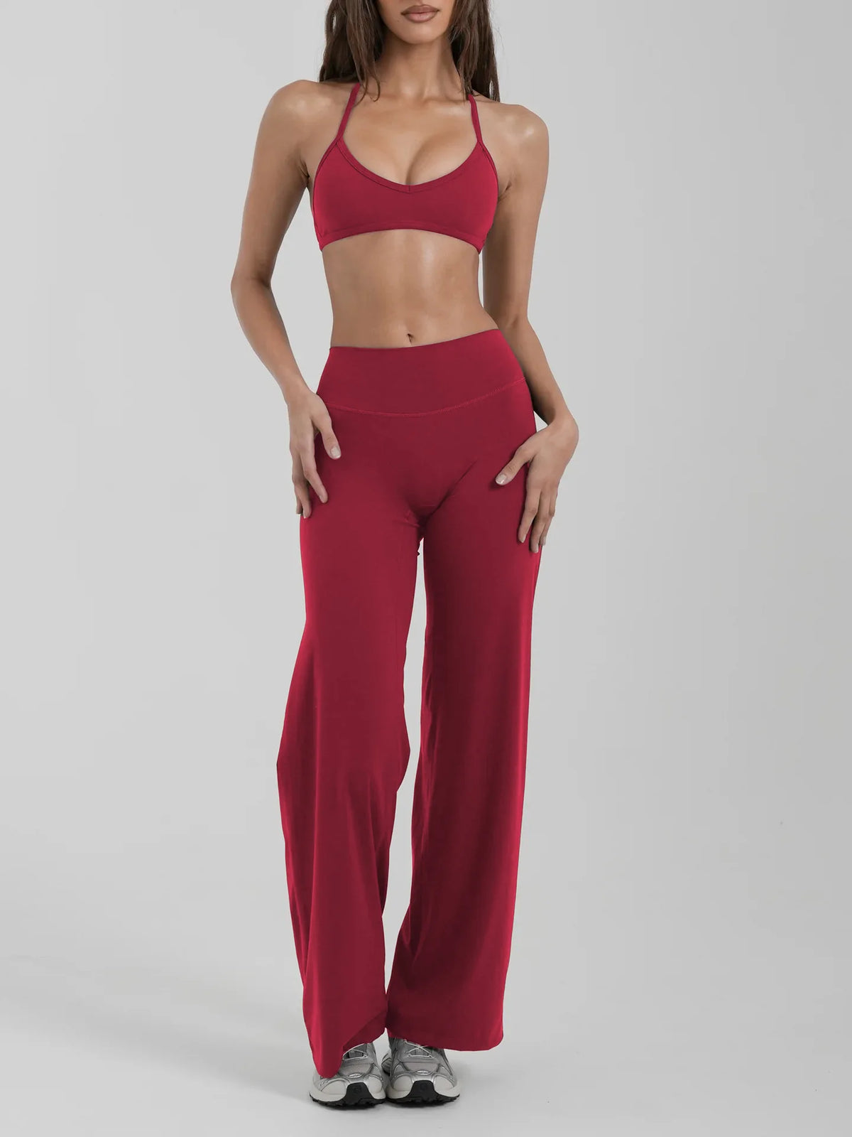 Gym set workout clothes for women neck sports underwear yoga suit fitness loose sports trousers Pilates quick-drying 2-piece set - Zenflow Active